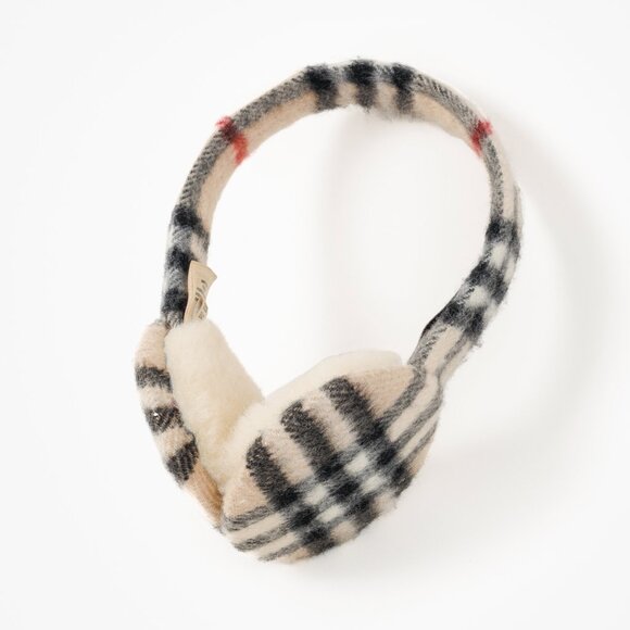 Burberry Check Cashmere Shearling Earmuffs - Picture 1 of 7